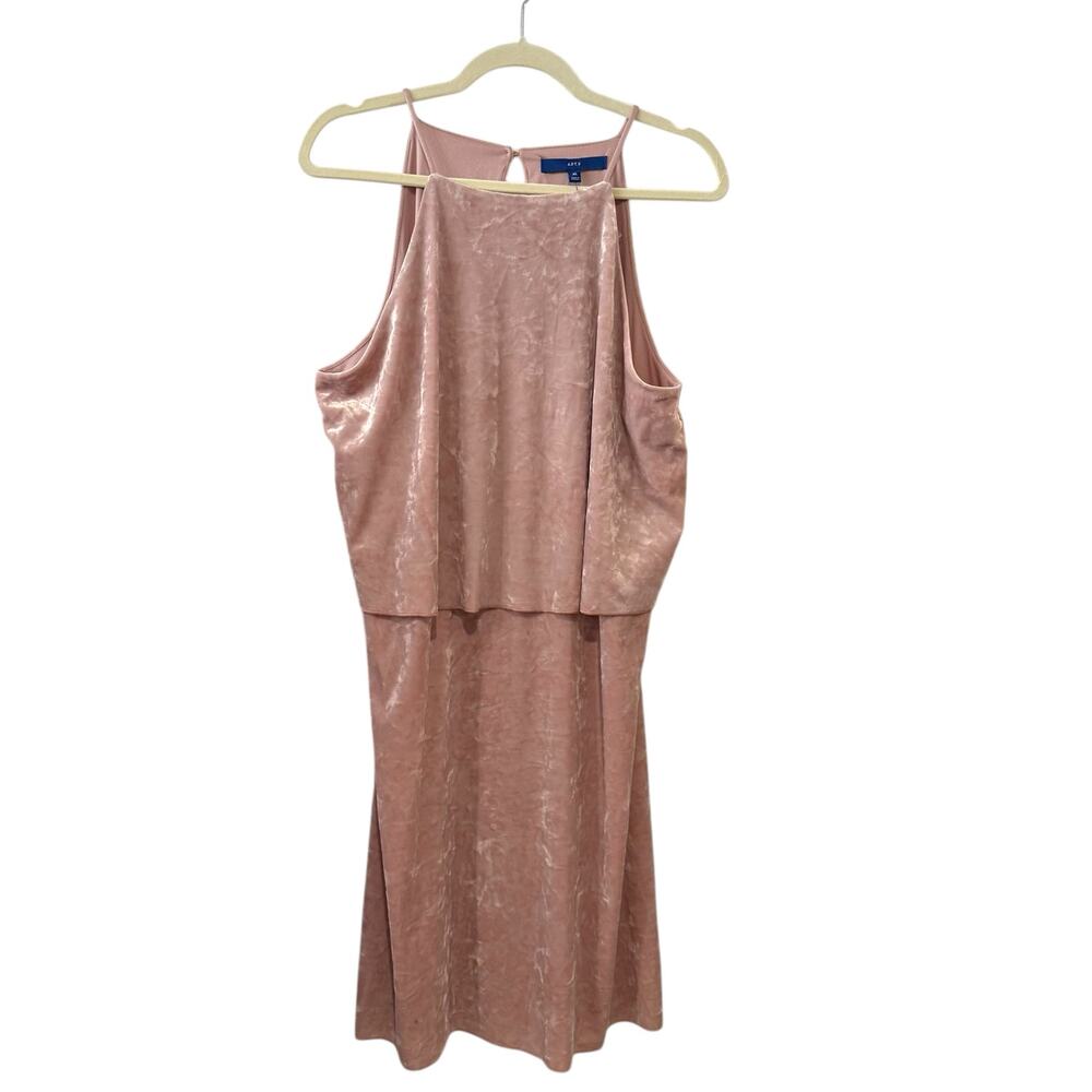 NWT Apt 9 XL Crushed Velvet Sleeveless Midi Dress Pink Rose Sleeveless